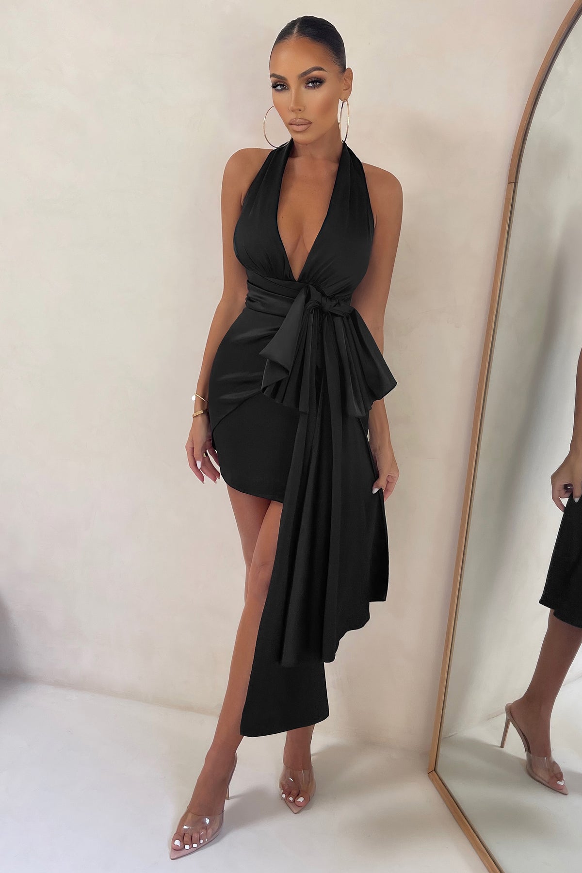 Birthday Wish Black Satin Plunge Mini ...